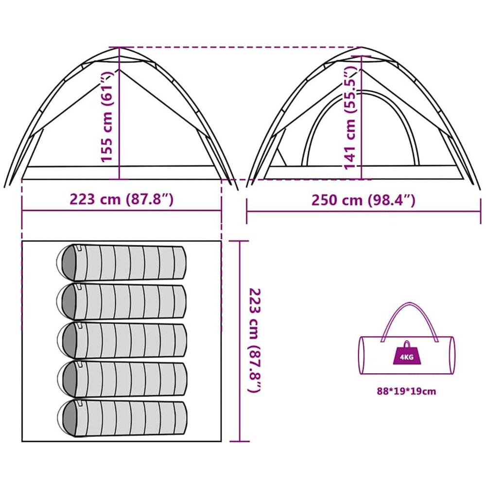 Tenda 5 Persone Bianca in Tessuto Oscurante a Rilascio Rapido - Foto 10