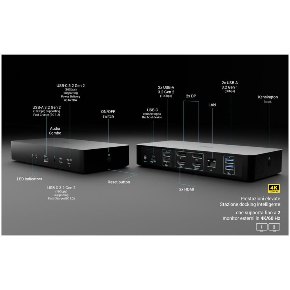 Universal Intelligent Dual Display Docking Station + Power Delivery 100W - Foto 2