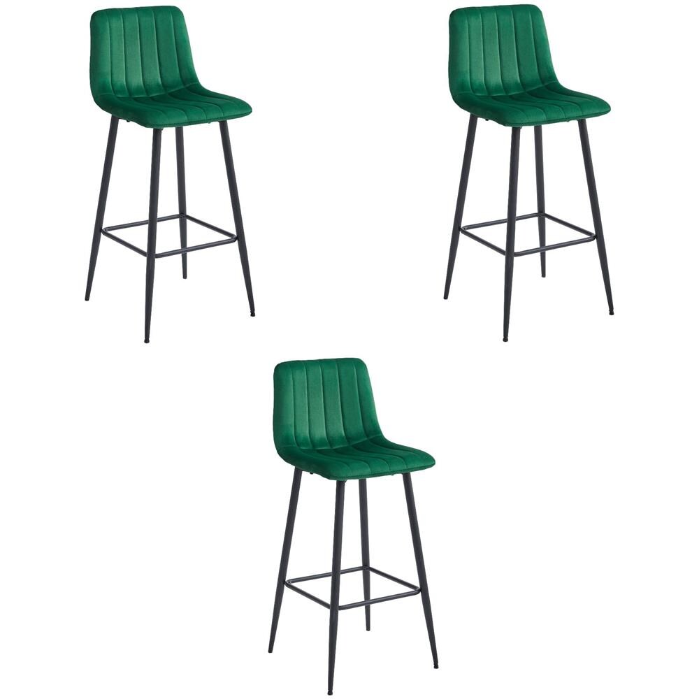 Sgabello Valora POZZA in velluto verde scuro con gambe nere per cucina x3 - Foto 1