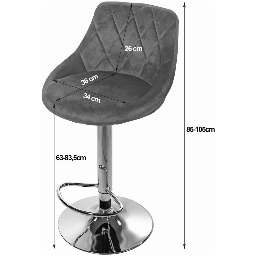 Sgabello girevole DAKA - Velluto blu navy con base cromata - Foto 2