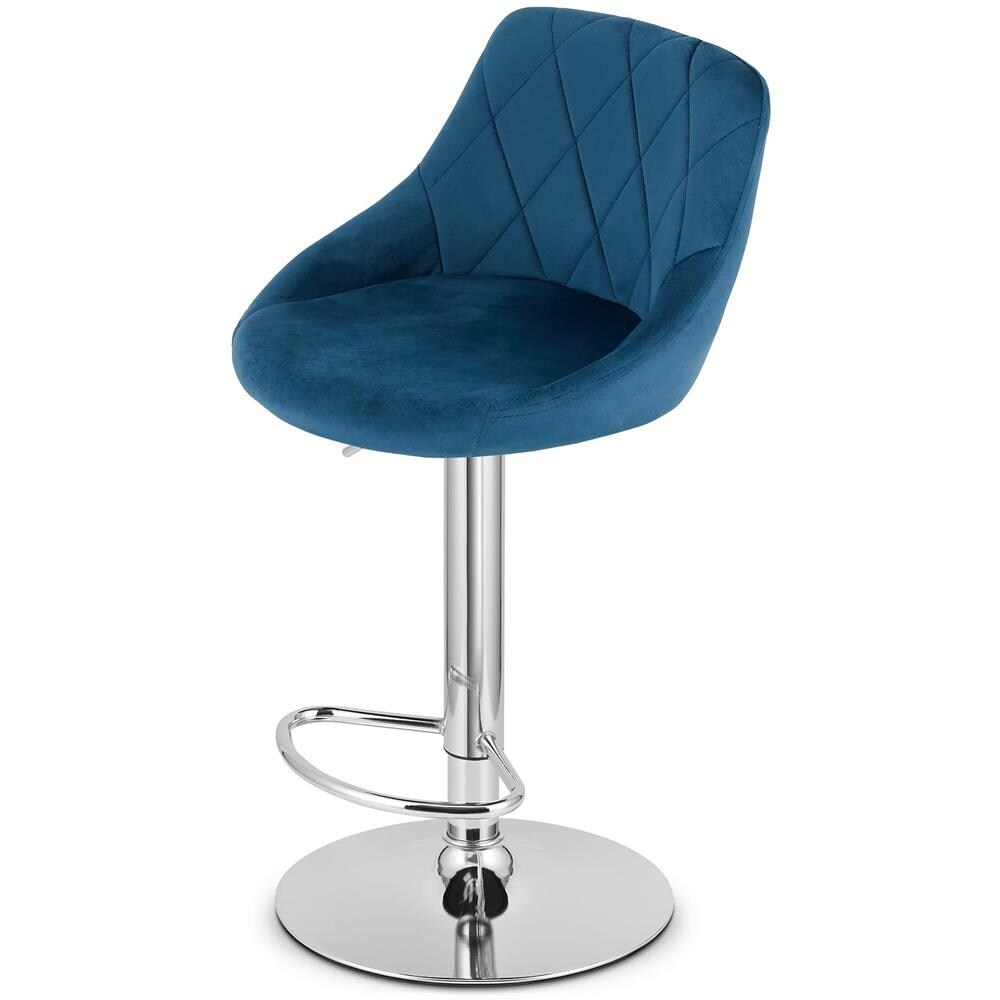 Sgabello girevole DAKA - Velluto blu navy con base cromata - Foto 6