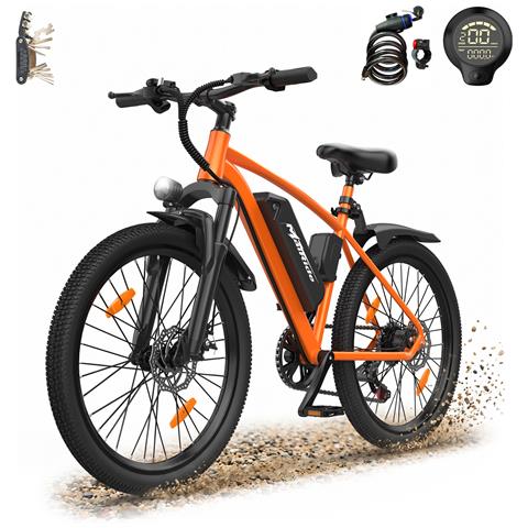 Mairide Q7 Bicicletta Elettrica Urbana 250w Batteria 36v 10ah Amovibile 45km Pneumatici 26'' Disco 7 Velocità Lcd 3 Modi