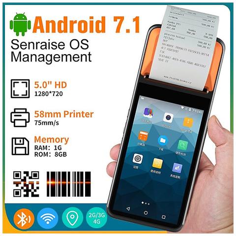 HTN Terminale Pos Portatile Stampante Di Ricevuta 58 Mm Stampante Termico Android 7 1 Nfc 4g Wifi Bluetooth Stampante Macchina A Barre Della Macchina A Barre