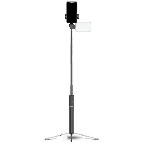HTN Homemiyn Multi-funzione Palmare Bluetooth Live Supporto Live Selfie Stick Treppiede Stabilizzatore Del Telefono Cellulare (160 Cm) (con Piccola Luce Di Riempimento) 