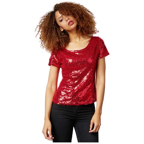 Maglietta paillettes girocollo manica gomito d'oro - T-Shirts - Tops