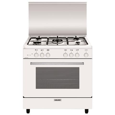GLEM GAS Cucina a Gas A855GX 5 Fuochi Gas Forno Gas Classe A Dimensioni 80x50 Colore Bianco Serie Alpha