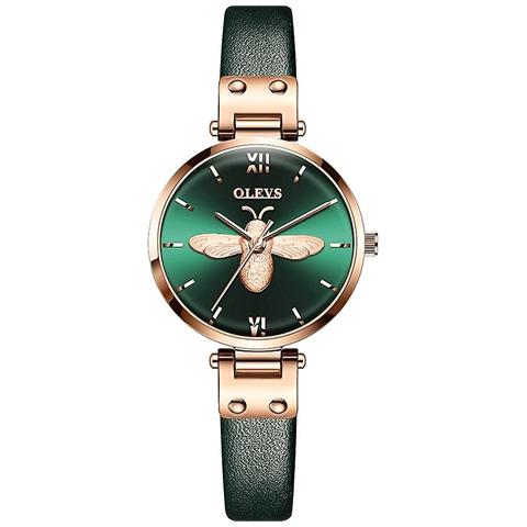 INLAW Olevs 6895 Donne Fashion Little Bee Genuine Pelle Cinturino Da Polso Da Polso Da Polso (verde) 