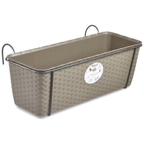 Stefanplast Fioriera Quadrata Italia 43 Cm – Stone Grey Effetto Legno – 30 Litri, Resistente Al Gelo E UV – Per Balcone E Giardino