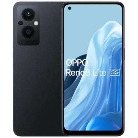 OPPO Reno8 Lite 5G 128GB 8 GB RAM Dual Sim Display 6.43" Full HD+ Slot Micro SD Fotocamera 64 Mpx Android Nero