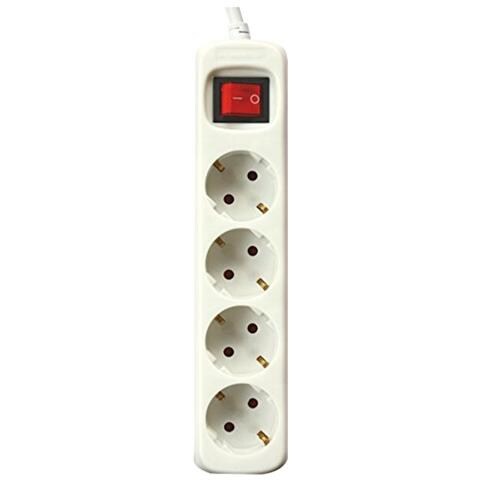 Silver Electronics 9638 - base Elettrico 4 uscite Con Interruttore, 3 m, Colore: Bianco
