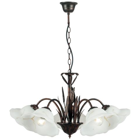 I-BYRON / 5 RUG - Lampadario sospeso dal design classico dai colori autunnali 60 watt E27