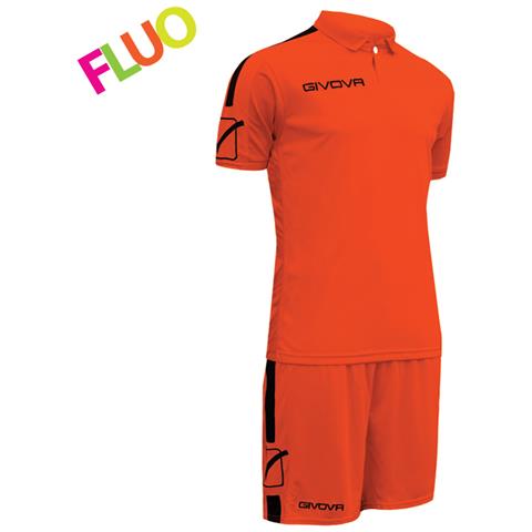Kit Play Mc Givova Arancio Fluo / nero Corsa Sport Uomo Staff Running Jogging Allenamento Relax Calcio Calcetto Torneo Scuola Sport - Taglia Xl