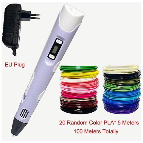 INLAW (purple Eu-100m Pla) Penna Da Stampa 3d Penna 3d Penna Oled Display Con 12 Colori Pla / Abs Filamenti Stampante Di Disegno 3d Per Bambini / Adulti Design Creativo Disegno
