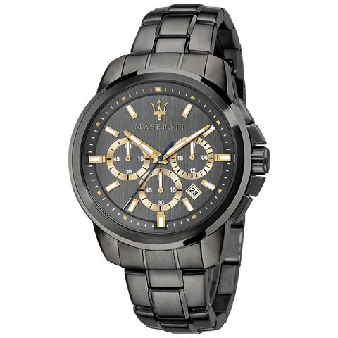 MASERATI Successo Orologio da Polso Uomo Quarzo 44 mm Cronografo Cinturino in Acciaio Inossidabile Antracite Impermeabile