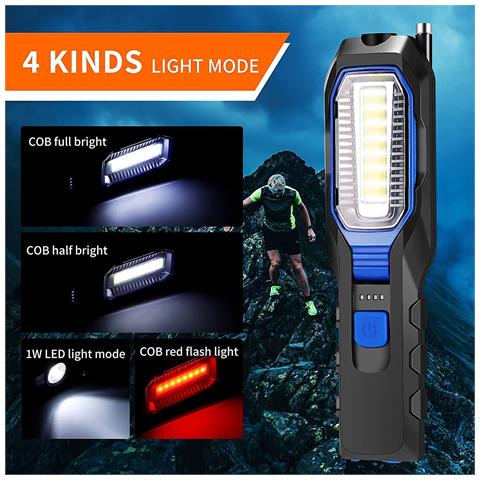 Image of Luce Di Ispezione A Led Pieghevole Portatile Usb Cob Ricaricabile Luce Di Lavoro Con Base Magnetica Per Campeggio Garage Per La Riparazione Automatica Escursionismo Jiujiuso