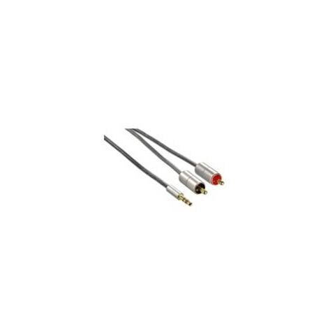HAMA Cavo jack 3,5 mm M / 2 x RCA M, 2 metri, high quality, Aluline