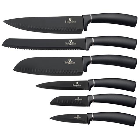 BERLINGER HAUS Carbon Pro Set Di 6 Coltelli Da Cucina Professionali Acciaio Inossidabile Coltello Da Cuoco Nero / grigio