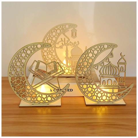 8pz Decorazioni Eid Mubarak, Ciondolo Eid Mubarak Lanterna Decorazioni in Legno Ramadan Insegna Musulmano Eid Decorazioni Targa Islam per Forniture per Decorazioni Murali Domestiche Fai da te