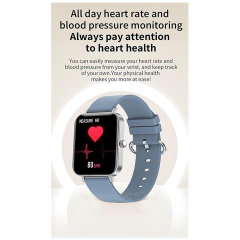 INLAW Pulsante Di Rotazione Da 1,69 Pollici Orologio Smartwatch Smartwatch Frequenza Cardiaca Cf82 Braccialetto Sportivo Bracciale Da Polsini Band Per Android Huawei Xiaomi Ios (blue Silica) 