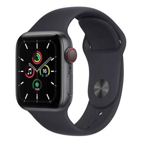 APPLE Watch SE 40mm Impermeabile 5ATM GPS + Cellular / Bluetooth / Wi- Fi con Cassa in Alluminio Grigio e Cinturino Sport Nero