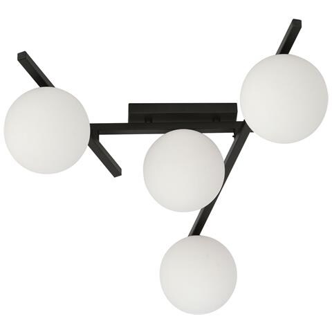 Emibig Nero - Plafoniera Moderna Luci Smart In Acciaio Bracci Regolabili E Vetro Opale Taglia 4