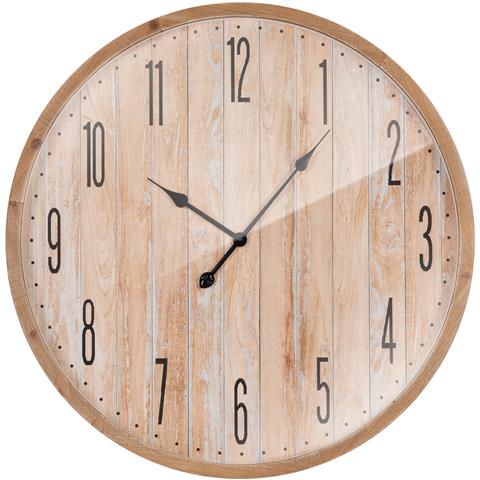 ECD GERMANY Grande Orologio Da Parete, Ø 76cm, Look Abete, In Legno Mdf E Vetro