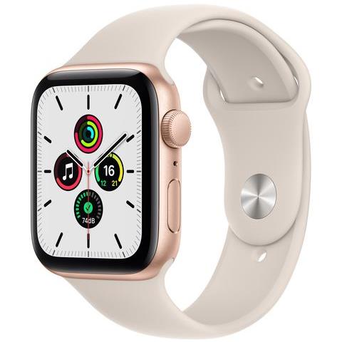 APPLE Watch SE 44mm Impermeabile 5ATM GPS Bluetooth / Wi- Fi con Cassa in Alluminio Oro e Cinturino Sport Galassia
