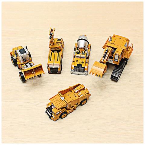 Image of Metal Truck Hercules 5 In 1 Combinazione Robot Escavatore Gru Veicolo Trasformabile Giocattoli Bulldozer