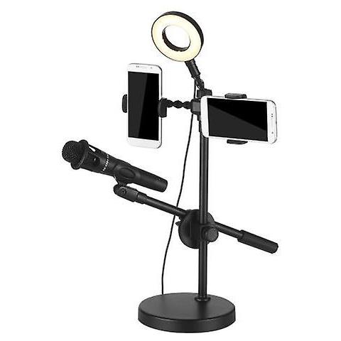 HTN Lampada Da Anello Selfie Con Supporto Per Telefono E Supporto Per Microfono 3 Modalità Luce 9 Luminosità Livello
