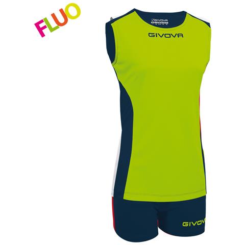 Home Shop Italia Giallo/Blu - Kit Volley Piper - Completo Per La Pallavolo Di Maglia Smanicata E Pantaloncino Di Colore Giallo Fluo / Blu M Medio