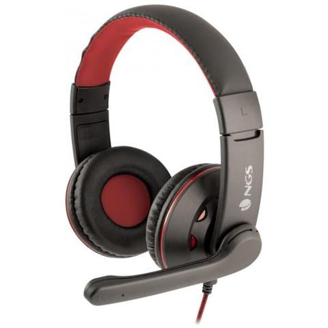 NGS Vox420 DJ Cuffia Gaming Stereo Padiglione Auricolare Cablato con Microfono Integrato - Nero / Rosso