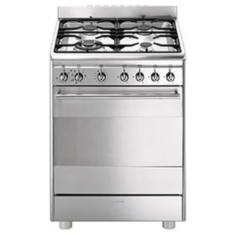 Smeg Cucina Elettrica CX68MF8-2 4 Fuochi a Gas Forno Elettrico Classe A Dimensioni 90 x 60 cm Colore Inox Serie Classica