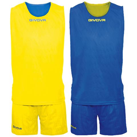 Home Shop Italia Uomo Giallo/Azzurro - Kit Double - Completino Da Basket Reversibile Di Maglia Smanicata E Pantaloncino Di Colore Giallo / Azzurro L Grande