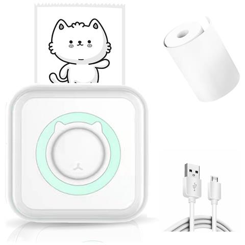 HTN Mini Stampante Per Adesivo Tascabile, Stampante Per Mobile Mobile Portatile Wireless Bluetooth Per Note, Memo, Foto, Stampante Per Ricevuta Etichetta Tascabile C