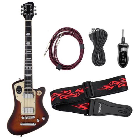 JUSTGREENBOX Chitarra Elettrica Multifunzionale Senza Fili Con Effetti Chsovdr E Tre Arancione Rosso