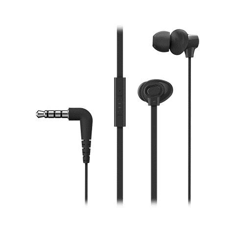 PANASONIC RP-TCM130 Auricolari In-Ear a Tenuta Stabile, Driver da 8.8 mm, XBS per Bassi Potenti, Microfono in Linea, Compatibili con Smartphone, Cavo da 1.2 mt, Set di Auricolari Incluso, Nero