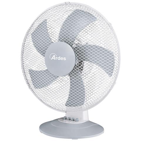 ARDES Steelo 40W Ventilatore da Tavolo 5 Pale Diametro 40 cm Colore Bianco / Grigio