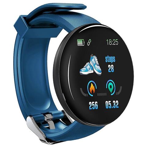 INLAW Smartwatch Rotondo Della Pressione Sanguigna Bluetooth, Tracker Sportivo Impermeabile (d18 Blue) 