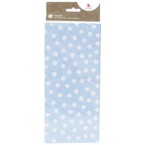 UK GREETINGS Tissue Paper - Carta Velina Per Sacchetti Regalo - Blu E Bianco Polka Dot Design
