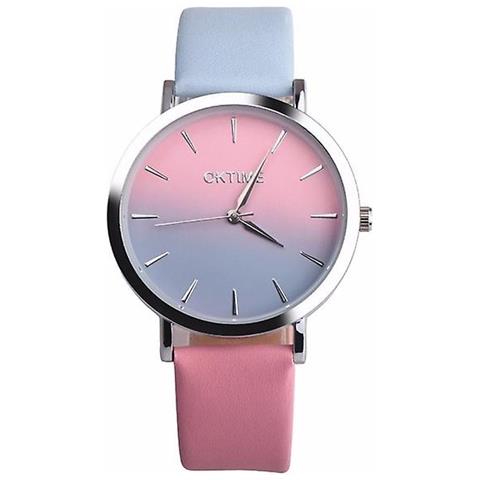 INLAW Oktime Wok13402 2 Pcs Retro Gradient Color Design In Pelle Cintura In Pelle Orologio Per Uomo / Donna (blu Sul Guscio D'argento) 
