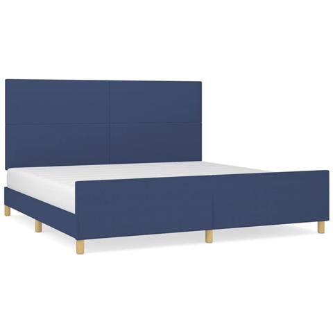 Giroletto Con Testiera Blu 180x200 Cm In Tessuto