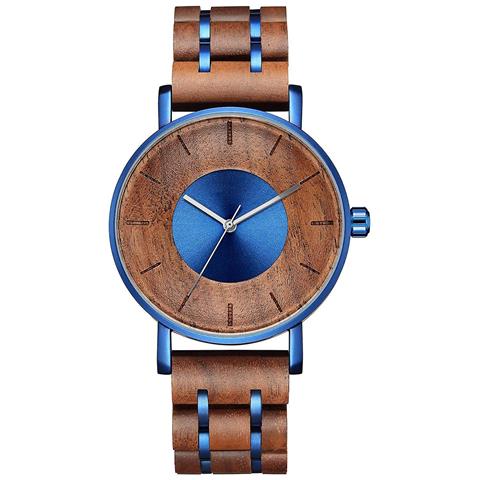 INLAW Orologio Da Orologio In Legno Elegante In Legno E Acciaio Inox In Acciaio Inox Da Polso Casual Al Quarzo Combinato (blu) 