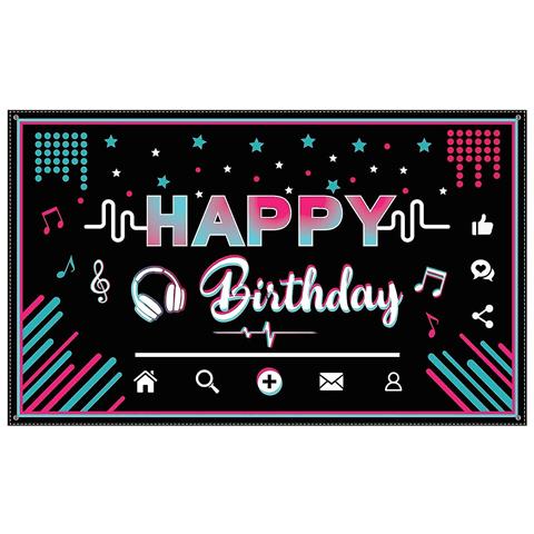HTN Strofinaccio Di Buon Compleanno Banner Music Tema Decorazioni Per Feste Di Compleanno