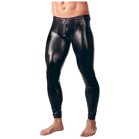 SLOWMOOSE - Pantaloni Stretti Elastici Alti In Ecopelle Lucidi Pantaloni  Color Pesca [ nero / Xxl] - ePRICE