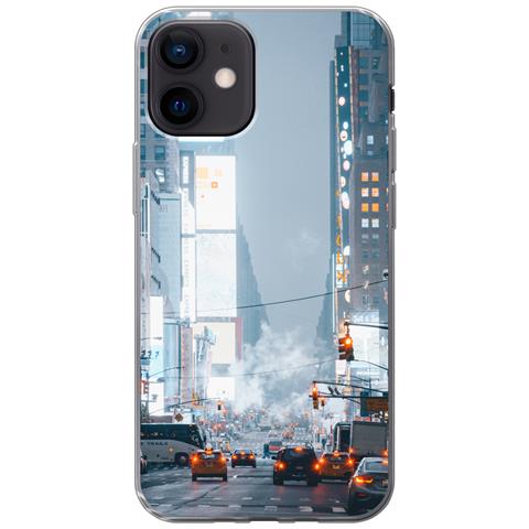 MUCHOWOW Cover Per Iphone 12 - Times Square Al Mattino - Silicone / Softcase Copertura Del Telefono Cellulare