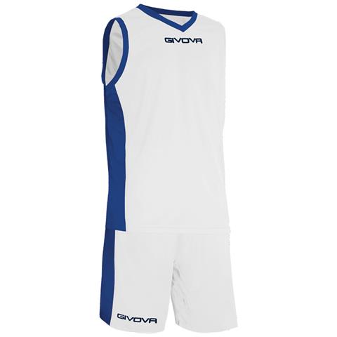 Home Shop Italia Uomo Bianco/Blu - Kit Power - Completino Da Basket - Maglia Smanicata E Pantaloncino Di Colore Bianco / Blu L Grande
