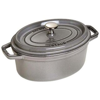 Staub Piatto Ovale In Ghisa Smaltata Colore Grigio, Con Coperchio, Capacità 1 Litro, Resistente E Distribuisce Calore Uniformemente