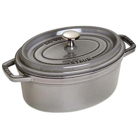 Staub Piatto Ovale In Ghisa Smaltata Colore Grigio, Con Coperchio, Capacità 1 Litro, Resistente E Distribuisce Calore Uniformemente