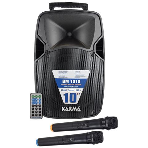 KARMA BM 1010 Diffusore Amplificato Potenza 100 W Bluetooth con Doppio Radiomicrofono e Telecomando - Nero