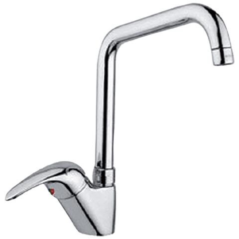 Miscelatore Lavello Cucina Lavatoio Canna Snodata Alta Idroformata Duemmeggi Sigma Appoggio Monoforo 1 Foro 1 Leva Manopola Monocomando Materiale Ottone Finitura Cromata Stile Classico Moderno Made In Italy Garanzia 5 Anni